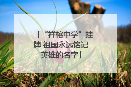 “祥榕中学”挂牌 祖国永远铭记英雄的名字