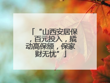 “山西安居保，百元投入，撬动高保额，保家财无忧”
