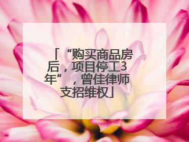 “购买商品房后，项目停工3年”，曾佳律师支招维权
