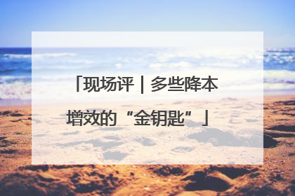 现场评｜多些降本增效的“金钥匙”