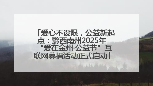 爱心不设限，公益新起点：黔西南州2025年“爱在金州·公益节”互联网募捐活动正式启动