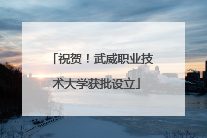 祝贺！武威职业技术大学获批设立
