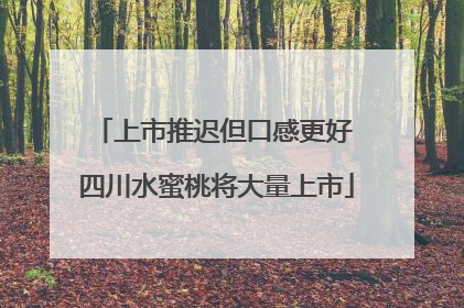 上市推迟但口感更好 四川水蜜桃将大量上市