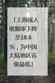 上海成人吸烟率下降至18.6%，为中国大陆地区省级最低
