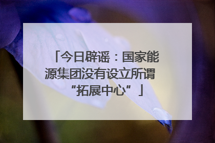 今日辟谣：国家能源集团没有设立所谓“拓展中心”