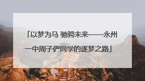 以梦为马 驰骋未来——永州一中周子俨同学的逐梦之路