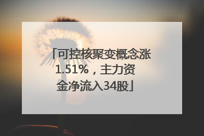 可控核聚变概念涨1.51%，主力资金净流入34股