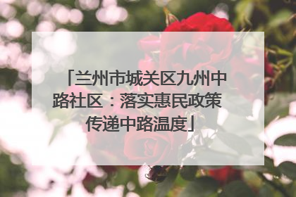 兰州市城关区九州中路社区：落实惠民政策 传递中路温度