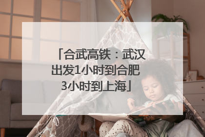 合武高铁：武汉出发1小时到合肥3小时到上海