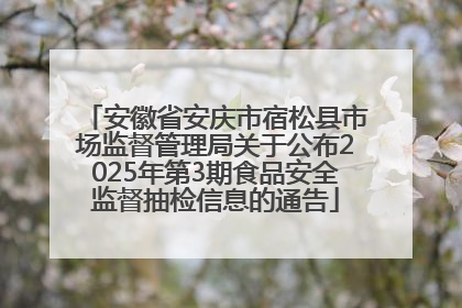 安徽省安庆市宿松县市场监督管理局关于公布2025年第3期食品安全监督抽检信息的通告