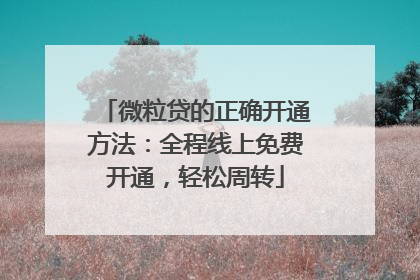 微粒贷的正确开通方法：全程线上免费开通，轻松周转