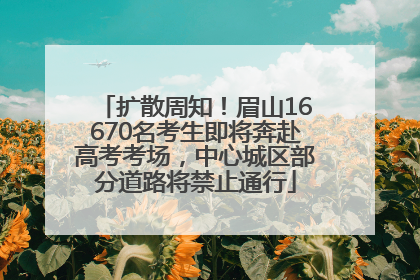 扩散周知！眉山16670名考生即将奔赴高考考场，中心城区部分道路将禁止通行