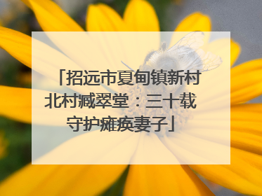 招远市夏甸镇新村北村臧翠堂：三十载守护瘫痪妻子