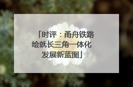 时评：甬舟铁路绘就长三角一体化发展新蓝图