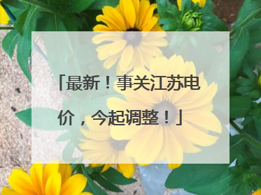 最新！事关江苏电价，今起调整！