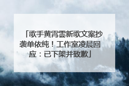 歌手黄霄雲新歌文案抄袭单依纯！工作室凌晨回应：已下架并致歉