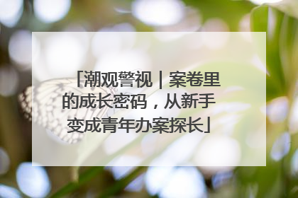 潮观警视｜案卷里的成长密码，从新手变成青年办案探长