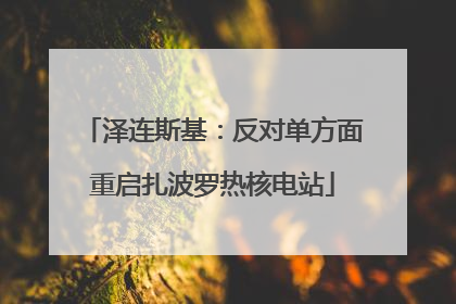 泽连斯基：反对单方面重启扎波罗热核电站