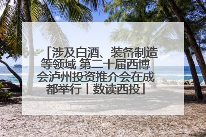 涉及白酒、装备制造等领域 第二十届西博会泸州投资推介会在成都举行丨数读西投
