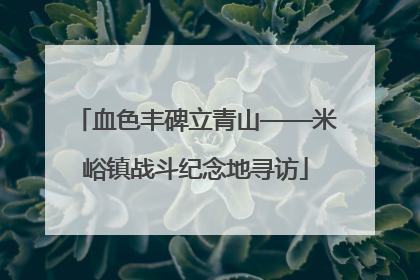 血色丰碑立青山——米峪镇战斗纪念地寻访