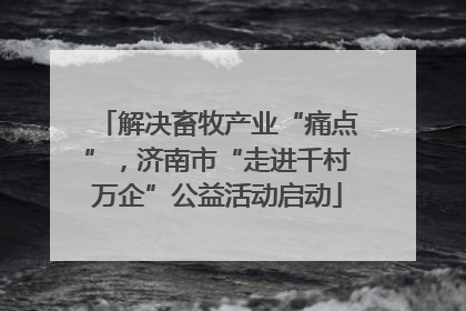 解决畜牧产业“痛点”，济南市“走进千村万企”公益活动启动