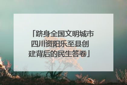 跻身全国文明城市 四川资阳乐至县创建背后的民生答卷