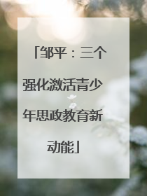 邹平：三个强化激活青少年思政教育新动能