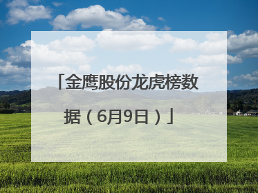 金鹰股份龙虎榜数据（6月9日）