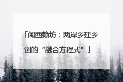 闽西赖坊：两岸乡建乡创的“融合方程式”