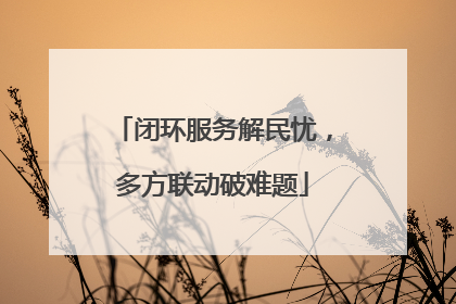 闭环服务解民忧，多方联动破难题