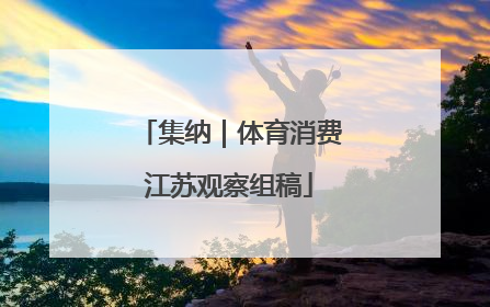 集纳｜体育消费江苏观察组稿