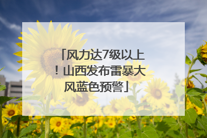 风力达7级以上！山西发布雷暴大风蓝色预警